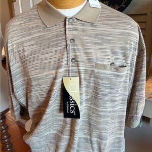 Classics by Palmland Men's Beige Striped Polo Shirt